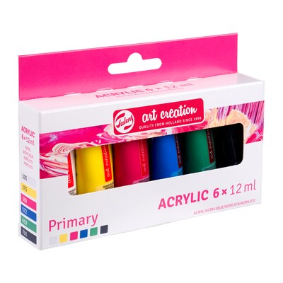 Talens Art Creation Acrylic Paint, Assorted Colors, 12mL, 6/Set, 3 Sets/Bundle (TLN9021860M-3)