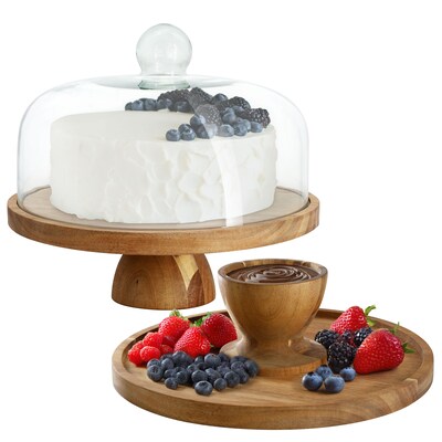 MegaChef Acacia Wood Cake Stand, Wood (935122132M)