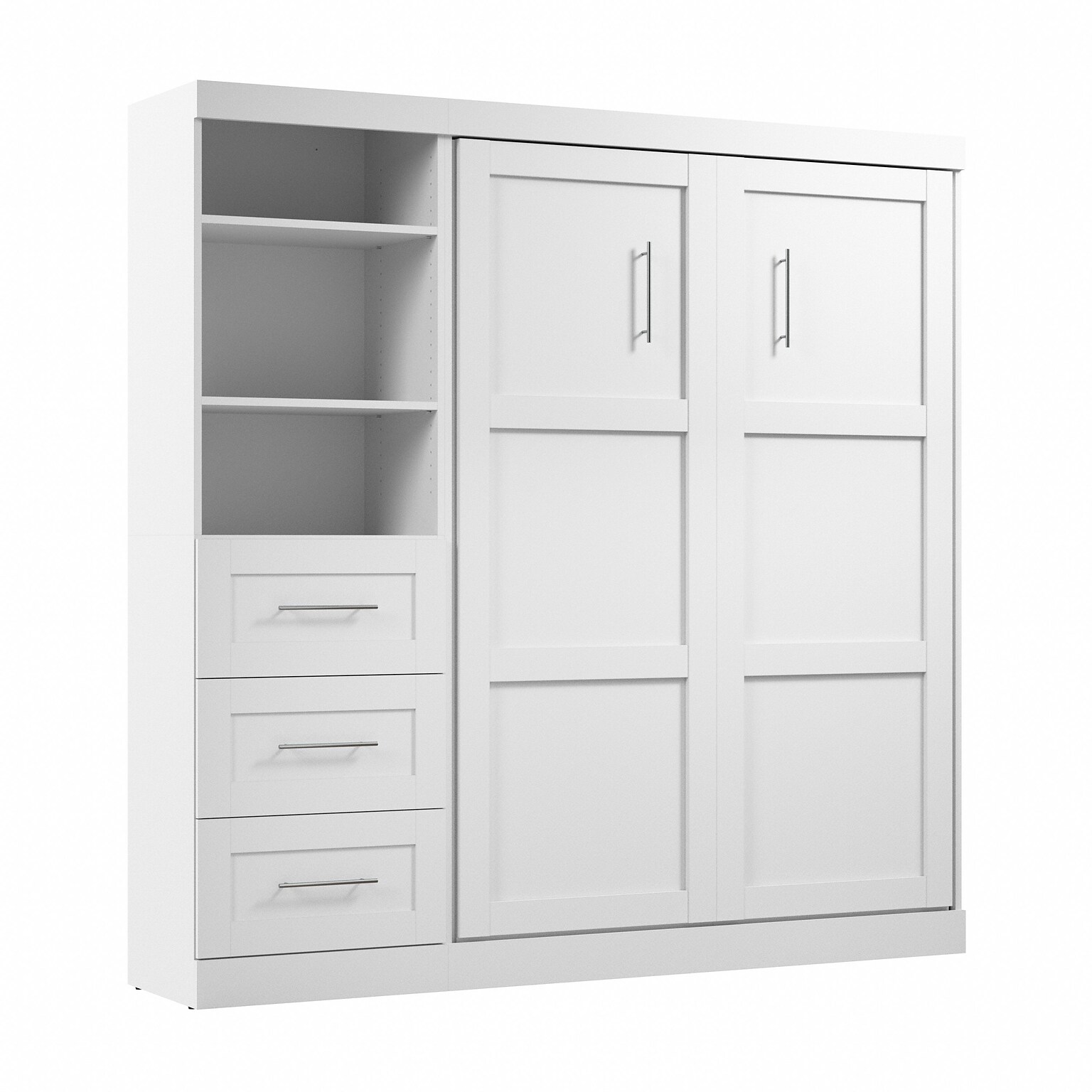 Bestar Pur Space-Saving Murphy Bed and Shelving Unit with Drawers, White (26868-17)