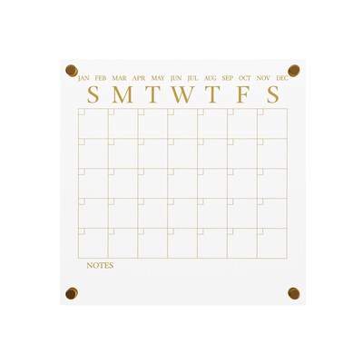 Martha Stewart Grayson Acrylic Gold Print Dry Erase Wall Calendar, 14" x 14" (BRAC3636GDCGD)