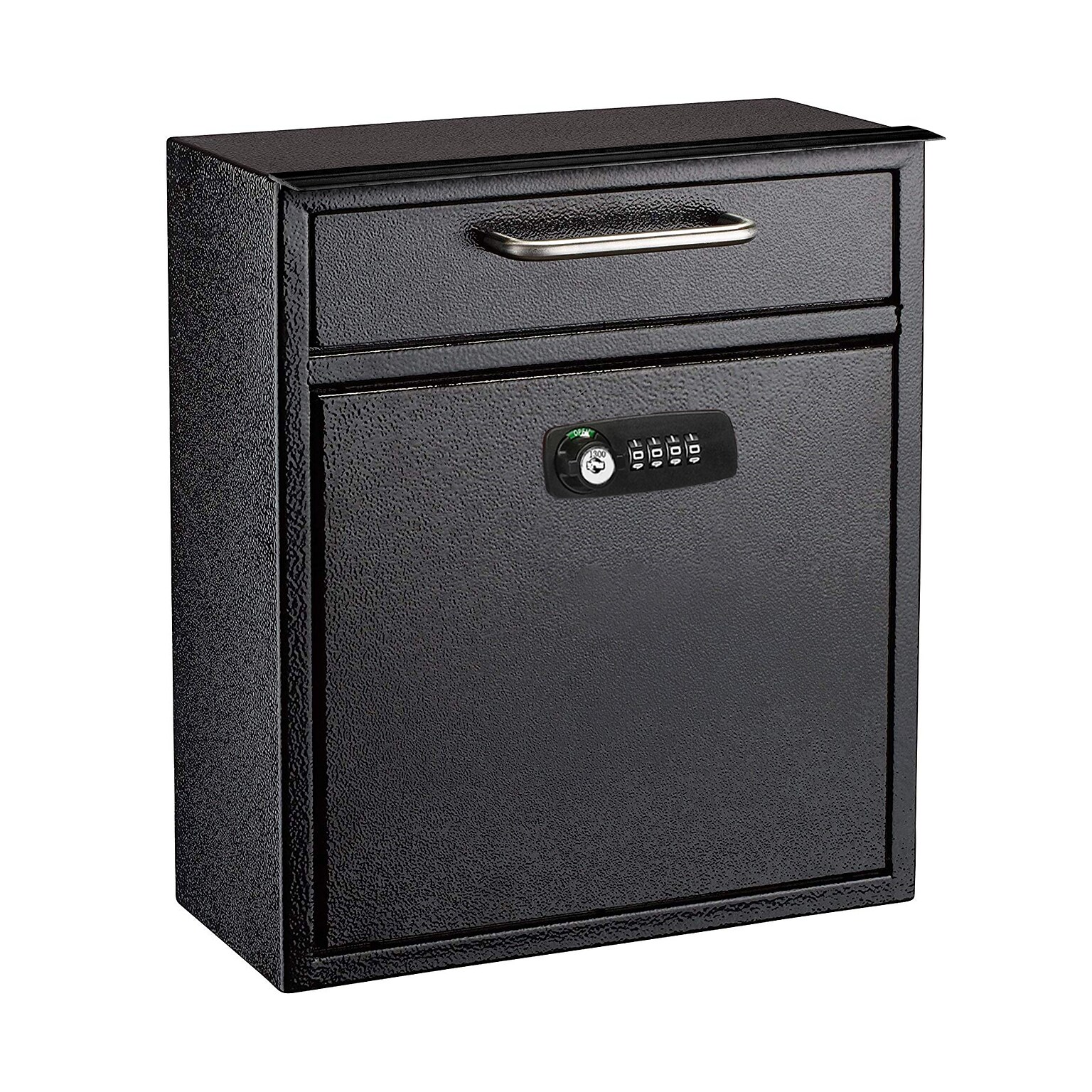 AdirOffice Steel Combination Locking Wall Mounted Interoffice Drop Box Mailbox, Medium, Black (631-05-BLK-KCPK)