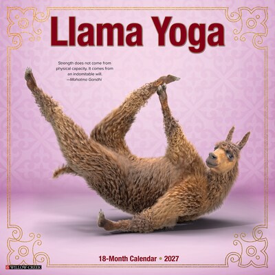 2027 Willow Creek Llama Yoga 12 x 12 Monthly Wall Calendar, Assorted Colors (61084)