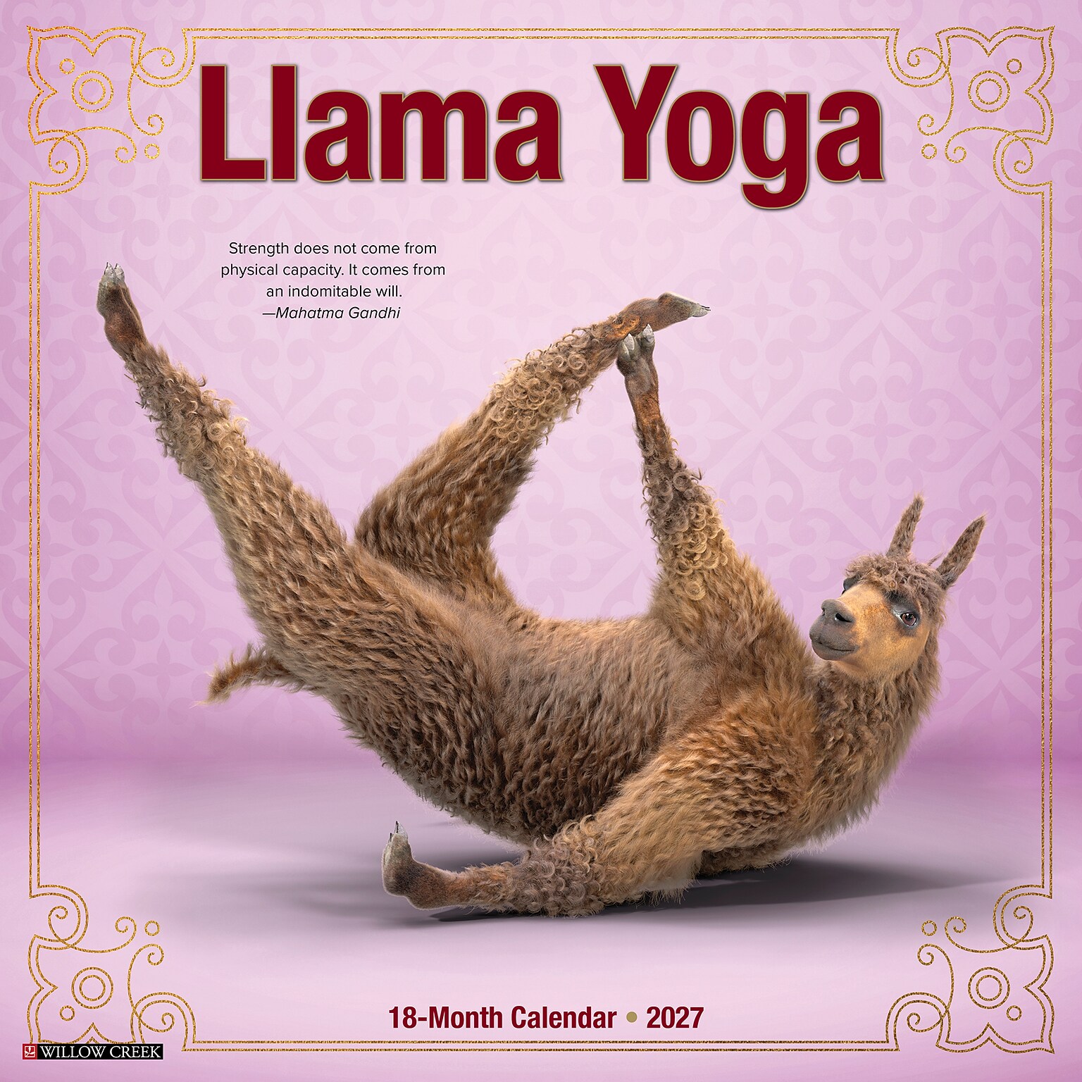 2027 Willow Creek Llama Yoga 12 x 12 Monthly Wall Calendar, Assorted Colors (61084)