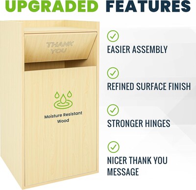 Alpine Industries Wood Trash Can Enclosure with Tray Top, 40 Gallon, Oak (476-MEO)