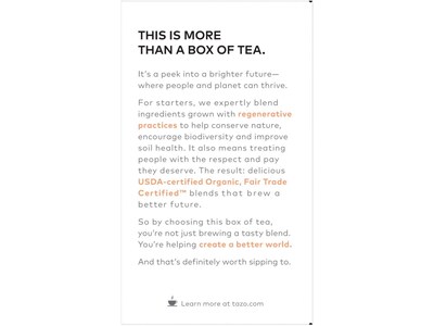 Tazo Calm Decaf Chamomile Herbal Tea, Tea Bag, 0.73 Oz., 16/Box (10794522003546)