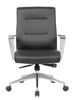 Boss Office Products Ergonomic Vinyl Swivel Conference Chair, Black (B8886AL-AMBK)