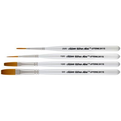 Silver Brush Ultra Mini Lettering, 4 /Pack (SLVUMS2450S)