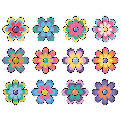 Carson-Dellosa Happily Ever Elementary Retro Remix Jumbo Flower Cutouts (120655)