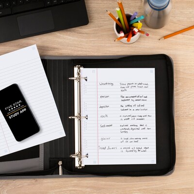 Five Star Reinforced Wide Ruled Filler Paper, 8" x 10.5", 3-Hole Punched, 80 Sheets/Pack (150002/150034)