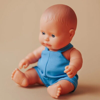 Miniland My Friends & Me Vinyl Caucasian Boy Baby Doll, 8.25", Multicolored (MLE33000)