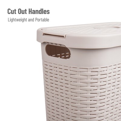 Mind Reader Plastic Laundry Hamper with Lid, Ivory (40HAMP-IVO)