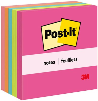 Post-it® Notes, 3 x 3, Poptimistic Collection, 100 Sheets/Pad, 5 Pads/Pack (654-5PK)