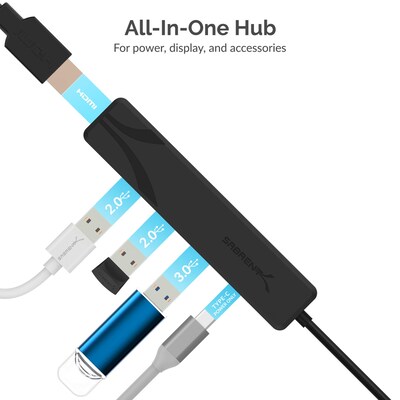 Sabrent 5-Port USB-C Hub, Black (HB-TC5P)