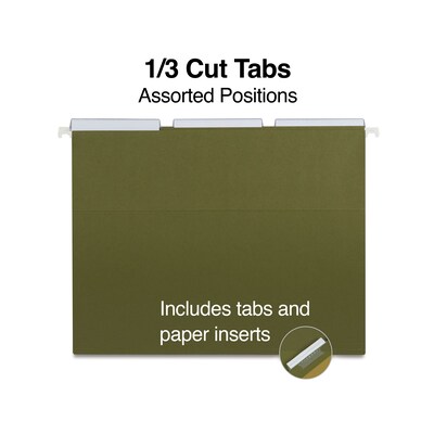 Staples® 95% Recycled Hanging File Folders, 1/3-Cut Tab, Letter Size, Standard Green, 25/Box (ST116806/116806)