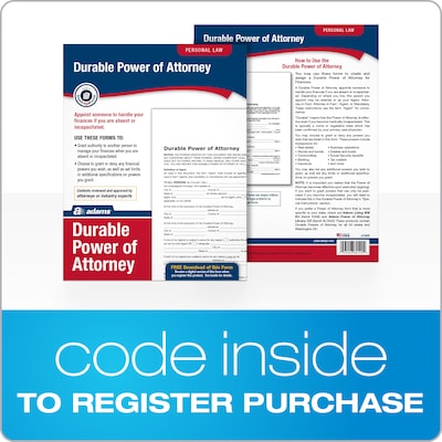 Adams Durable Power of Attorney Legal Form Kit 11L x 8.5W Each (ABF LF205)