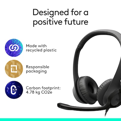 Logitech H390 USB-C Stereo On-Ear Headset, Black (981-001575)