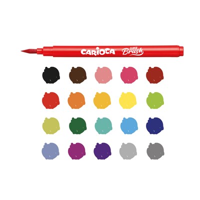 CARIOCA Super Brush Washable Kids Markers, Brush Tip, Assorted Colors, 20/Set (CRA42968)