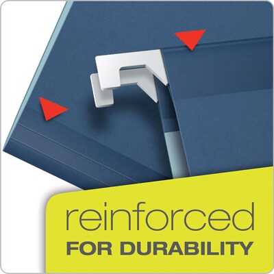 Pendaflex Reinforced Hanging File Folders, 1/5 Tab, Letter Size, Navy, 25/Box (04152 1/5 NAV)