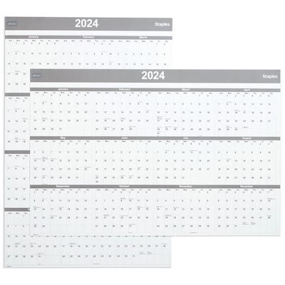 2025 Staples 48 x 32 Dry Erase Wall Calendar, Gray/White (ST58450-25)