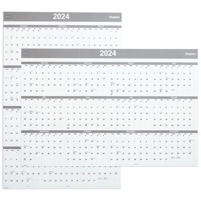 2025 Staples 48 x 32 Dry Erase Wall Calendar, Gray/White (ST58450-25)