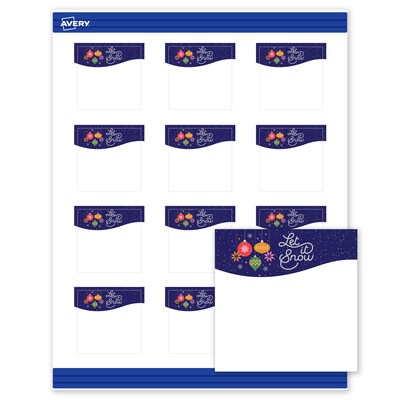 Avery Silver-Snowflakes Matte Blank Card, White, 120/Pack (S00-FK3)