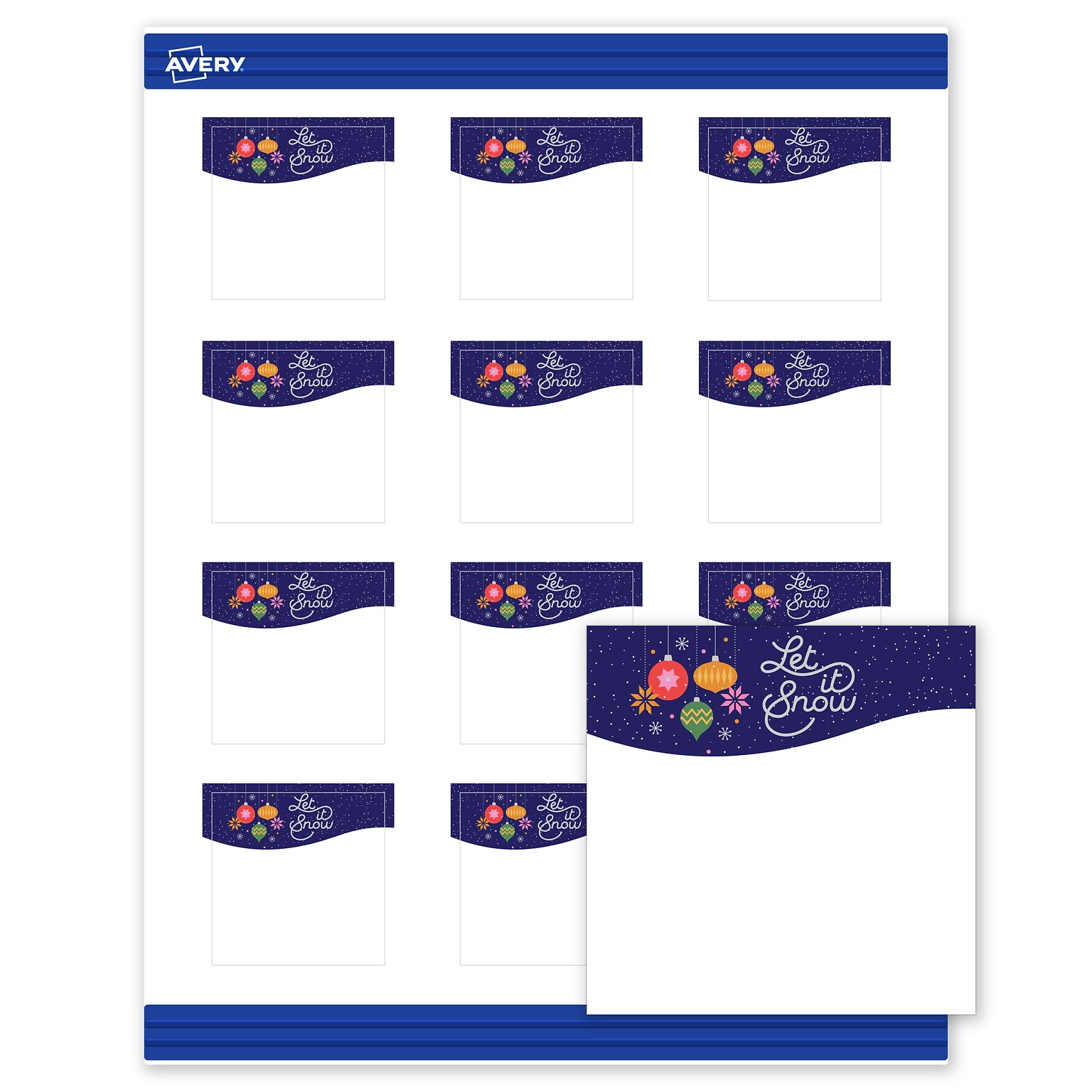 Avery Silver-Snowflakes Matte Blank Card, White, 120/Pack (S00-FK3)