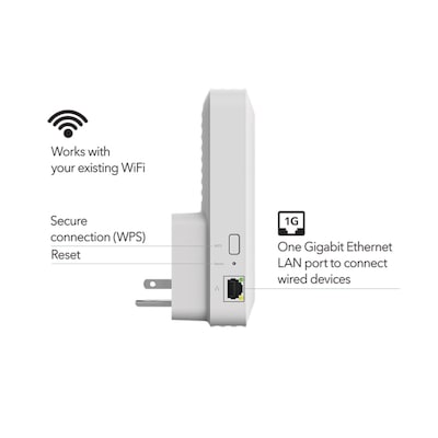 Netgear AX3000 Dual Band WiFi 6 Mesh Extender, Wall-Plug, Black (EAX17-100NAS)