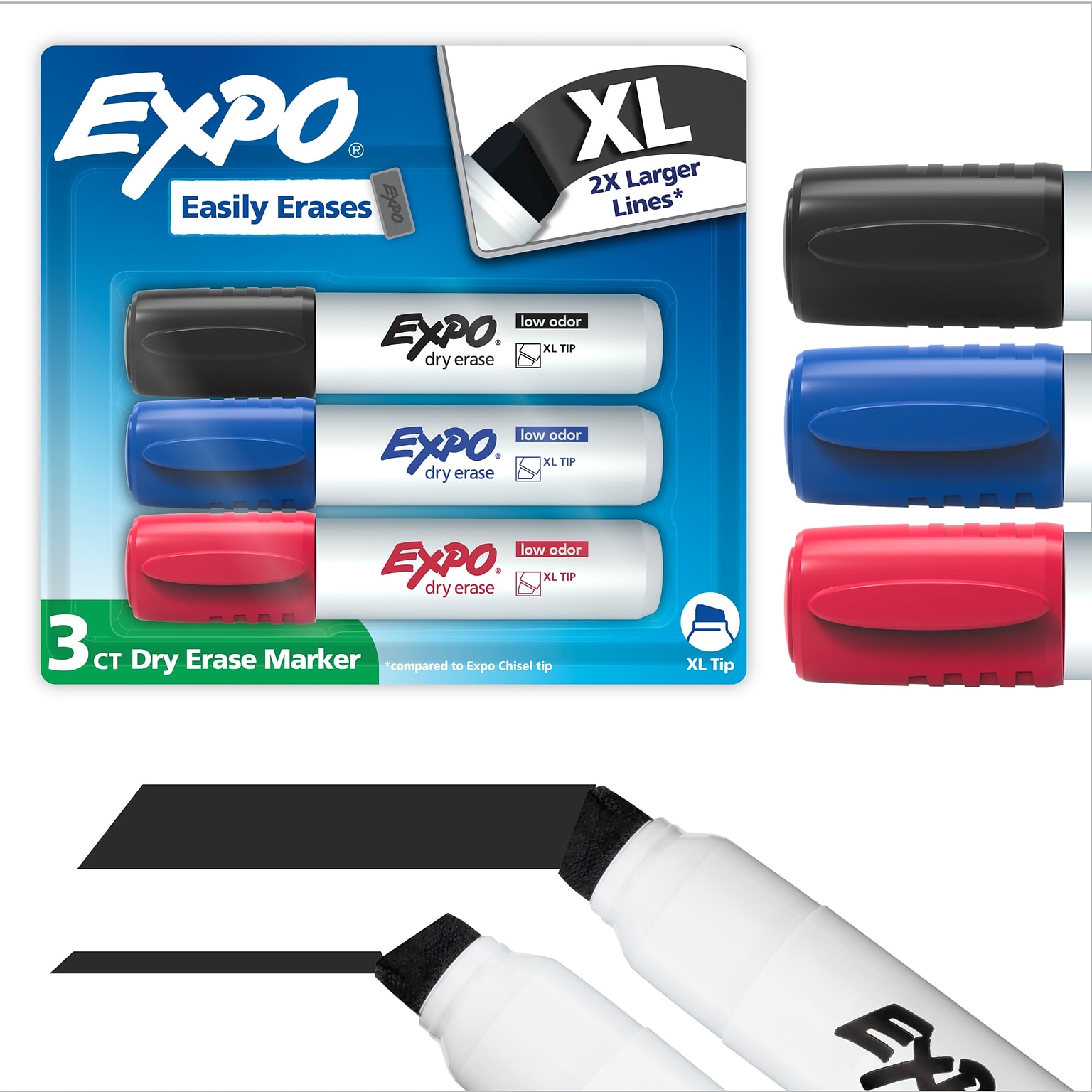 EXPO XL Dry Erase Markers, Assorted Colors, 3/Pack (2229708)