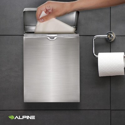 Alpine Industries Sanitary Receptacle, Stainless Steel, 2/Pack (451-SSB-2PK)