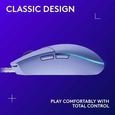 Logitech G203 Lightsync Ergonomic Optical Gaming Mouse, Lilac (910-005851)