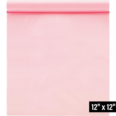 12 x 12 Reclosable Poly Bags, 4 Mil, Pink, 500/Carton (PBAS2170)