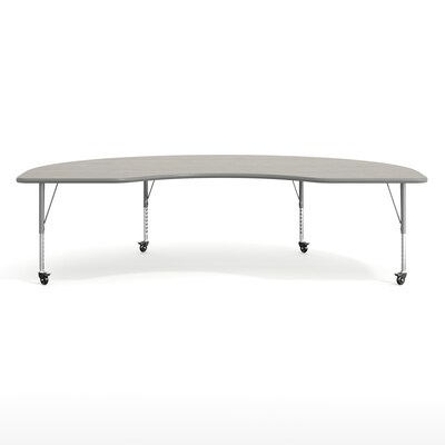 Flash Furniture Wren Kidney Activity Table, 96" x 48", Height Adjustable, Light Gray Top/Silver Frame (XUA4896KDLGTPC)