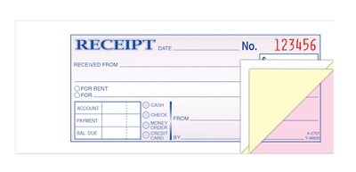 TOPS™ Money/Rent Receipt Book, 3-Part, 50 Sheets/Book (TC2701-3)