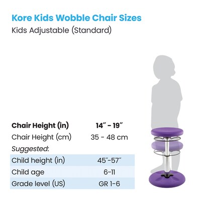 Kore Design Kids Adjustable Standard Wobble Chair 14" to 19", Purple (KD-3107)