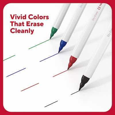 TRU RED™ Pen Dry Erase Markers, Ultra Fine Tip, Black, 12/Pack (TR61438-CC)