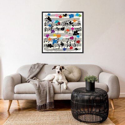 Amanti Art Floral Music Notes by Jenny Frean Framed Canvas Wall Art Print, 30 x 30 (A42678027404)