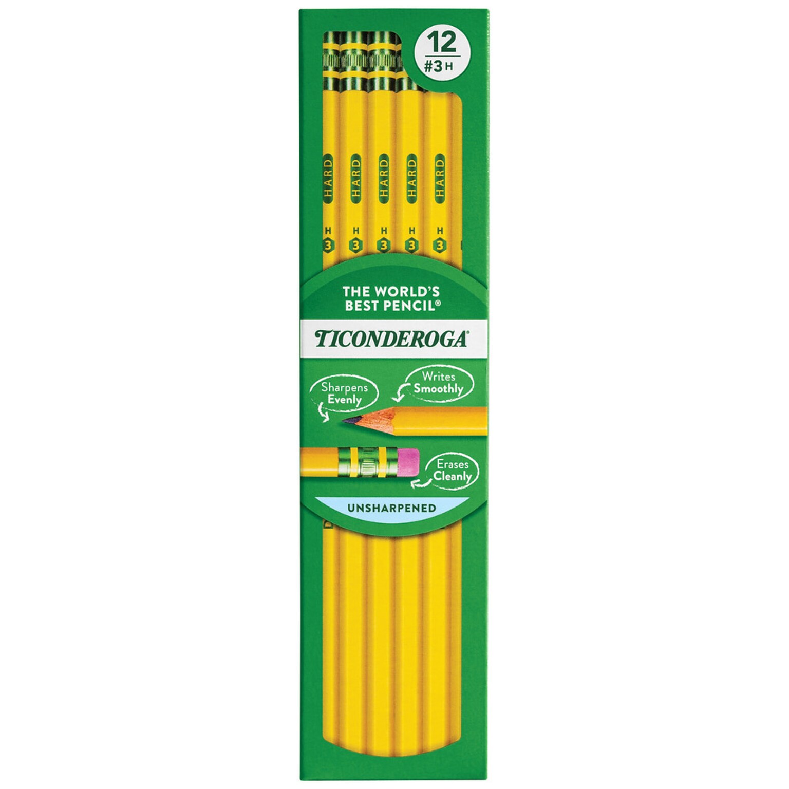 Ticonderoga Wooden Pencil, #3 Hard Lead, 6/Pack (13883)