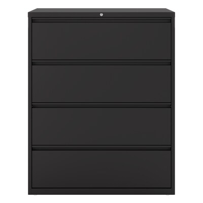 Quill Brand® Commercial 4 File Drawers Lateral File Cabinet, Locking, Black, Letter/Legal, 42W (200