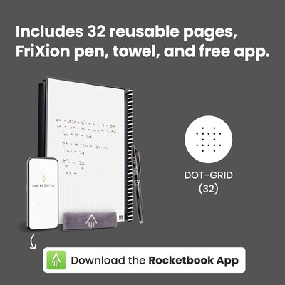 Rocketbook Core 1-Subject Smart Notebook, 8.5" x 11", Dotted, 32 Sheets, Blue (EVR-L-K-CDF)