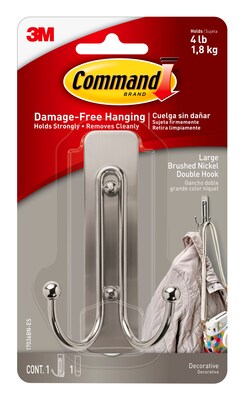 Command Large Hook, 4 lb., Brushed Nickel (17036BN-ES)