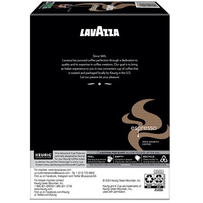 Lavazza Perfetto Espresso Coffee Keurig® K-Cup® Pods, Dark Roast, 88/Carton (6000CT)