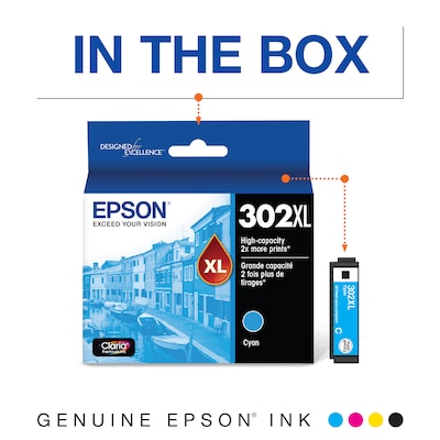 Epson T302XL Cyan High Yield Ink Cartridge
