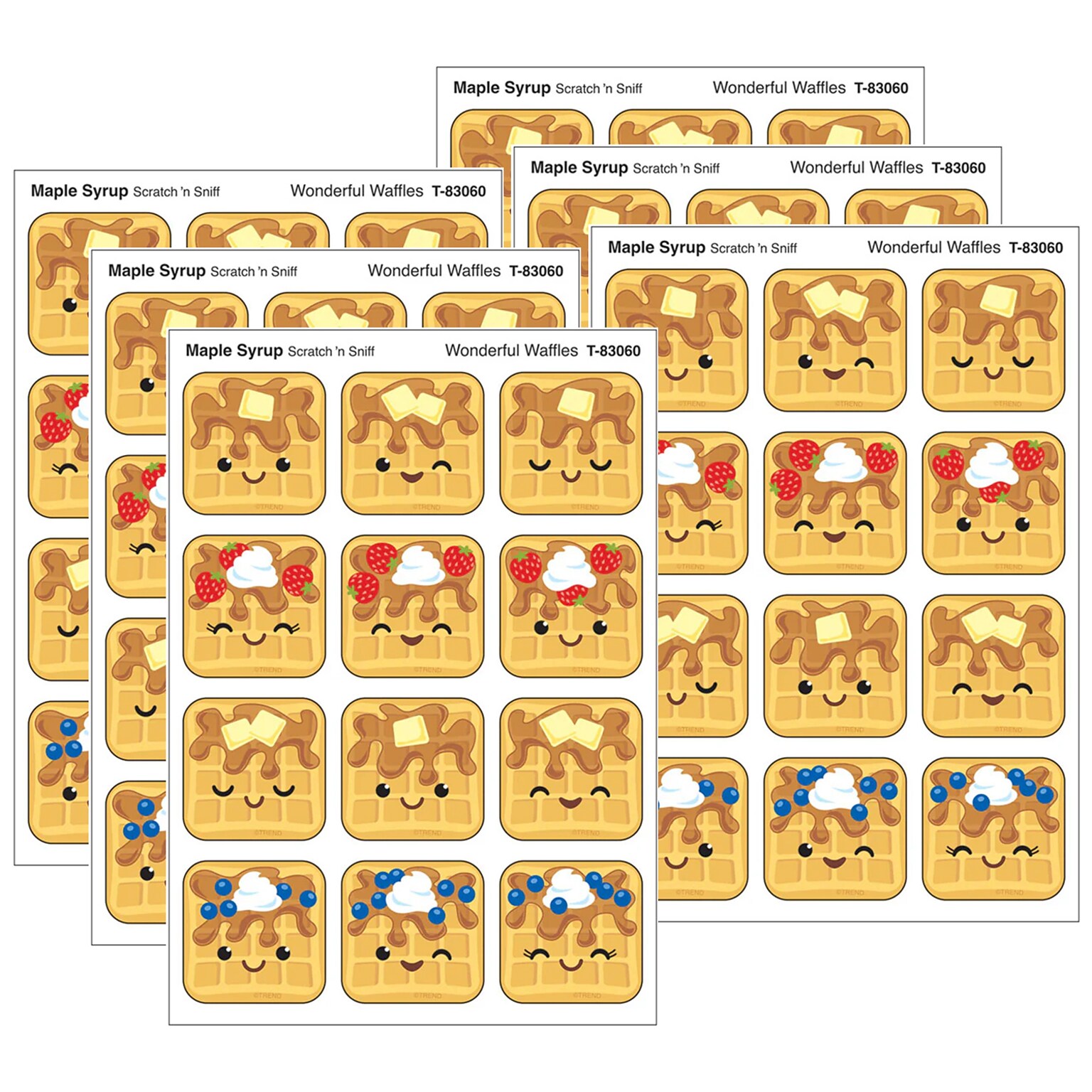 Trend Enterprises Wonderful Waffles Maple Syrup Scent Scratch n Sniff Stinky Stickers, Multicolored, 48/Pack, 6/Packs/Bundle