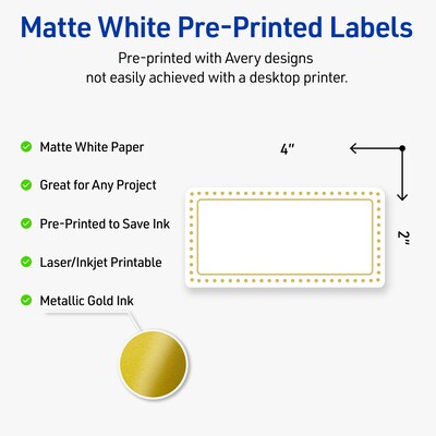 Avery Laser/Inkjet Rectangle Multipurpose Labels, 2 x 4, White, 100/Pack (S00DJ5)