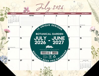 2026-2027 Willow Creek 22 x 17 Academic Monthly Desk Pad Calendar, Botanical Garden (66003)