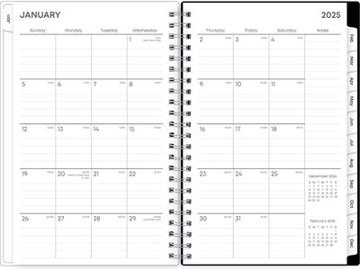 2025 Blue Sky Analeis 5" x 8" Weekly & Monthly Planner, Plastic Cover, White/Black (100003-25)