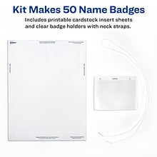 Avery Hanging Style Laser/Inkjet Name Badge Kit, 3 x 4, Clear Holders with White Inserts, 100/Box