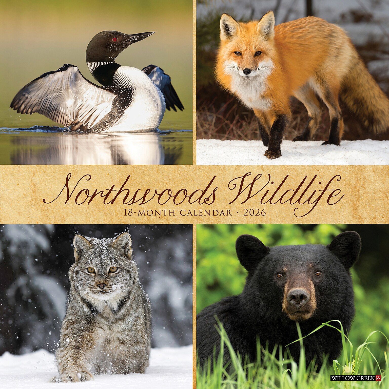 2026 Willow Creek Northwoods Wildlife 12 x 12 Monthly Wall Calendar (52204)