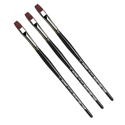 da Vinci TOP-ACRYL Oil and Acrylic Synthetic Bright Red-Brown Flat Brush, 3 Brushes/Pack (DVXVA7185K1-3)