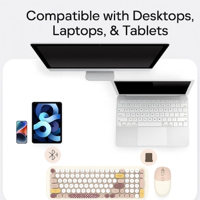 SaharaCase Wireless Ergonomic Keyboard and Laser Mouse Combo, Beige (KB16)